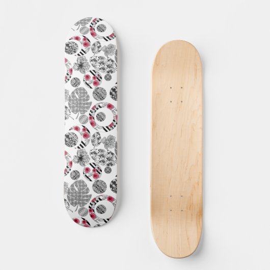 Rot und Schwarz, Quilt, Patchwork Skateboard (Vorderseite)