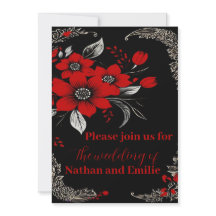 Rot und Schwarz Romantische Hochzeitseinladung