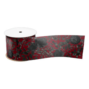 Rot und Schwarz Rose Gothic Hochzeitsband Satinband
