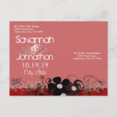 Rot und Schwarz Save the Date mit IHREM Foto Ankündigungspostkarte (Rückseite)