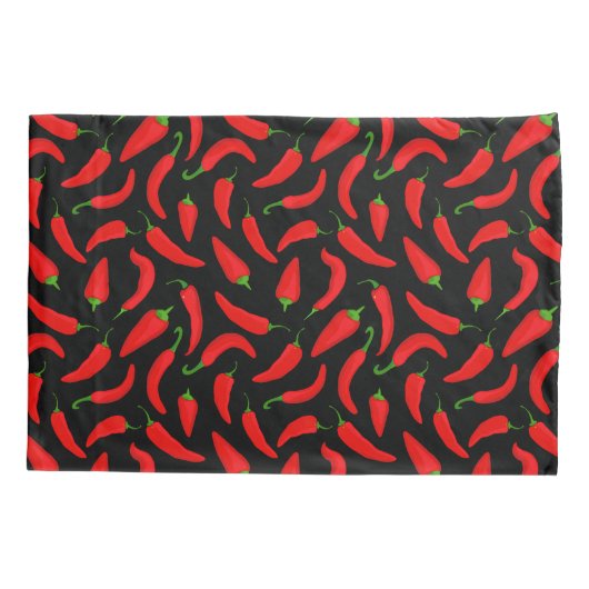 Rot und schwarz-scharf Chili Pepper Gemustert Kissenbezug (Rückseite)