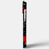 Rot und Schwarz, silberne Musiknoten OtterB Case-Mate iPhone Hülle (Rückseite / Links)