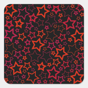 Rot-und Schwarz-Sterne Quadratischer Aufkleber