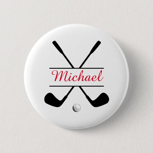 Rot und Schwarz Stillogos und Name Golf Player Button (Vorderseite)
