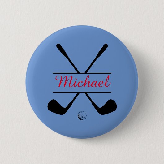 Rot und Schwarz Stillogos und Name Golf Player Button (Vorderseite)