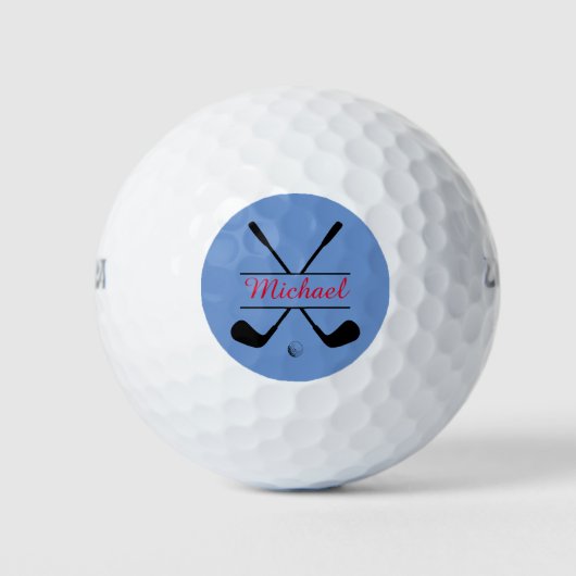 Rot und Schwarz Stillogos und Name Golf Player Golfball (Vorderseite)