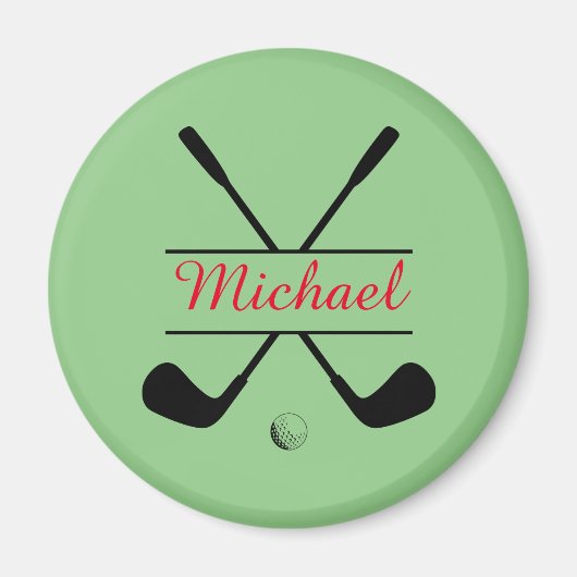 Rot und Schwarz Stillogos und Name Golf Player Magnet (Vorne)