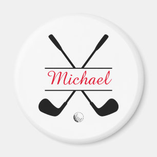 Rot und Schwarz Stillogos und Name Golf Player Magnet