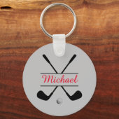 Rot und Schwarz Stillogos und Name Golf Player Schlüsselanhänger (Vorderseite)