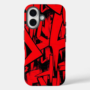 Rot und Schwarz verstreut iPhone 16 Hülle