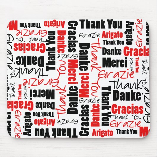 Rot und Schwarz Vielen Dank Word Cloud Mousepad (Vorne)
