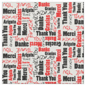 Rot und Schwarz Vielen Dank Word Cloud Stoff (Nahaufnahme)