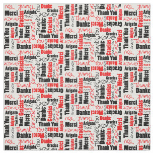 Rot und Schwarz Vielen Dank Word Cloud Stoff