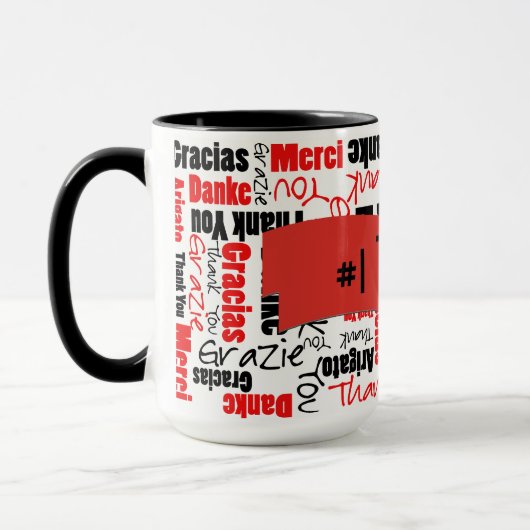 Rot und Schwarz Vielen Dank Word Cloud Template Tasse (Links)