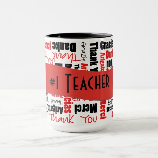Rot und Schwarz Vielen Dank Word Cloud Template Tasse (Zentrum)