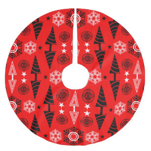 Rot- und Schwarz-Weihnachten im Jugendstil Polyester Weihnachtsbaumdecke