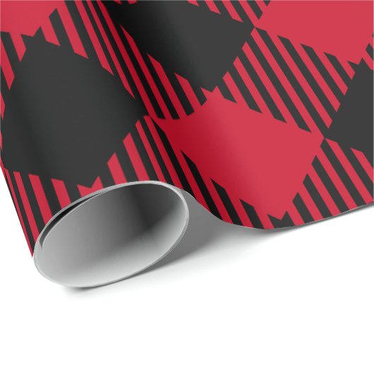 Rot und Schwarz Weihnachtsbüffel Kariert Geschenkpapier (Rolleneckpunkt)