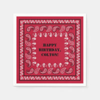 Rot und Schwarz Western Bandana Print Geburtstagsp
