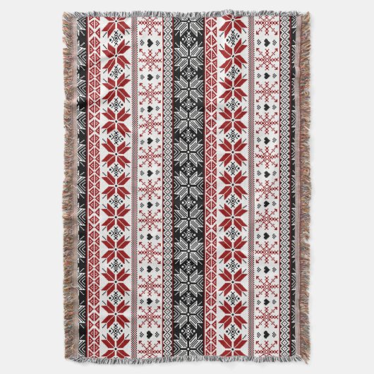 Rot und Schwarz Winter Messe Isle Pattern Decke (Vorderseite Vertikal)