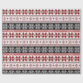 Rot und Schwarz Winter Messe Isle Pattern Geschenkpapier (Flach)