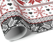 Rot und Schwarz Winter Messe Isle Pattern Geschenkpapier (Rolleneckpunkt)