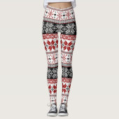 Rot und Schwarz Winter Messe Isle Pattern Leggings (Vorderseite)