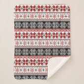Rot und Schwarz Winter Messe Isle Pattern Sherpadecke (Vorderseite)