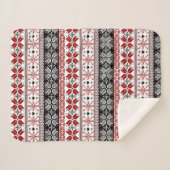 Rot und Schwarz Winter Messe Isle Pattern Sherpadecke (Vorderseite (Horizontal))
