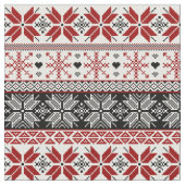 Rot und Schwarz Winter Messe Isle Pattern Stoff (Nahaufnahme)