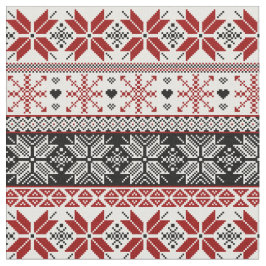 Rot und Schwarz Winter Messe Isle Pattern Stoff