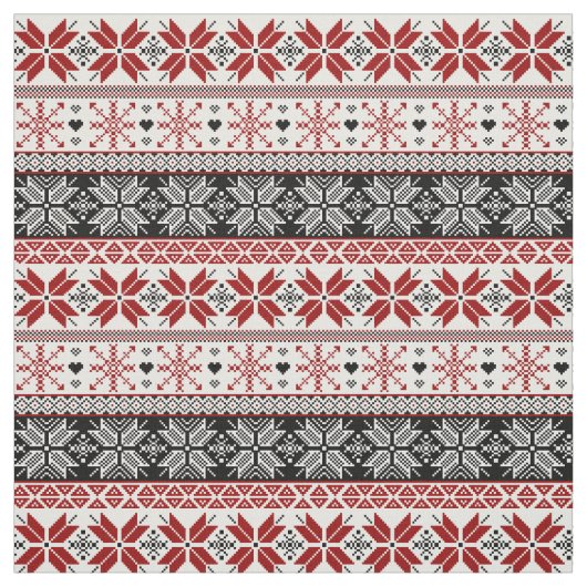 Rot und Schwarz Winter Messe Isle Pattern Stoff (Muster)