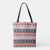 Rot und Schwarz Winter Messe Isle Pattern Tasche (Rückseite)