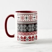 Rot und Schwarz Winter Messe Isle Pattern Tasse (Links)