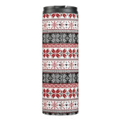 Rot und Schwarz Winter Messe Isle Pattern Thermosbecher (Rückseite)