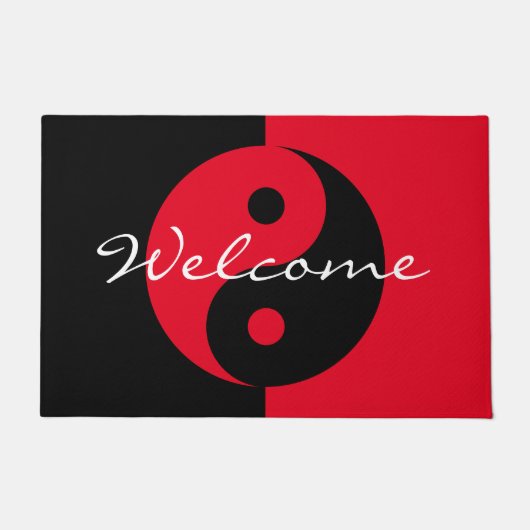 Rot und schwarz Yin Yang Logo willkommen vor der T Fußmatte (Vorderseite)