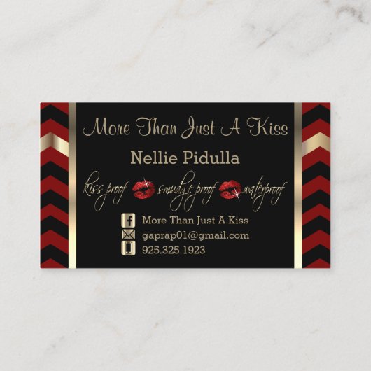 Rot und Schwarz Zickzack mit Roten Lippen Visitenkarte (Rückseite)