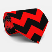 Rot und Schwarz Zickzack Zigzag Krawatte (Gerollt)