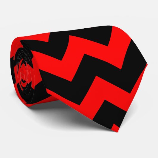 Rot und Schwarz Zickzack Zigzag Krawatte (Gerollt)