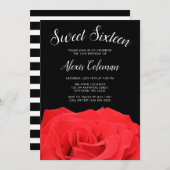 Rot und Schwarze Rose Süß 16 Einladung (Vorne/Hinten)