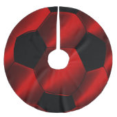 Rot und Schwarzer Fußball Futbol Polyester Weihnachtsbaumdecke (Vorderseite)