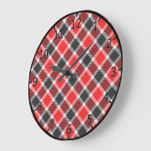 Rot und Schwarzer Tartan Große Wanduhr (Winkel)