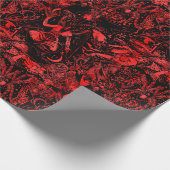 Rot und Schwarzer Teufel Gothic Viktorianisch Goth Geschenkpapier (Ecke)