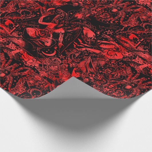 Rot und Schwarzer Teufel Gothic Viktorianisch Goth Geschenkpapier (Ecke)