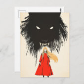 Rot und Schwarzer Wolf Dunkle Fantasie Fairytale Postkarte (Vorne/Hinten)