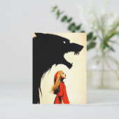 Rot und Schwarzer Wolf Howling Dunkle Fantasie Postkarte (Stehend Vorderseite)