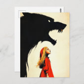 Rot und Schwarzer Wolf Howling Dunkle Fantasie Postkarte (Vorne/Hinten)