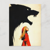 Rot und Schwarzer Wolf Howling Dunkle Fantasie Postkarte (Vorderseite)