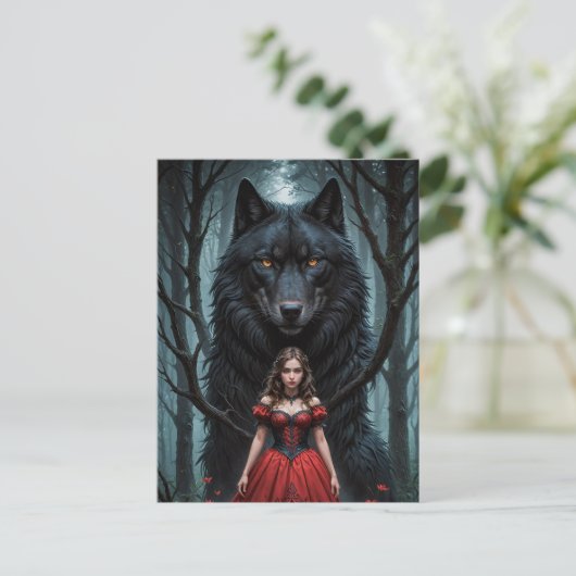 Rot und Schwarzer Wolf Postkarte (Stehend Vorderseite)