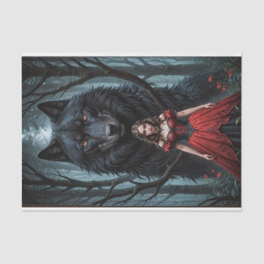 Rot und Schwarzer Wolf Seidenpapier (Vorderseite)