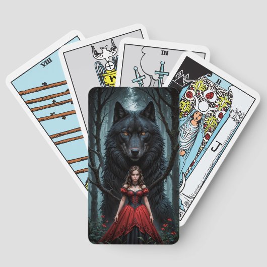 Rot und Schwarzer Wolf Spielkarten (Rückseite)
